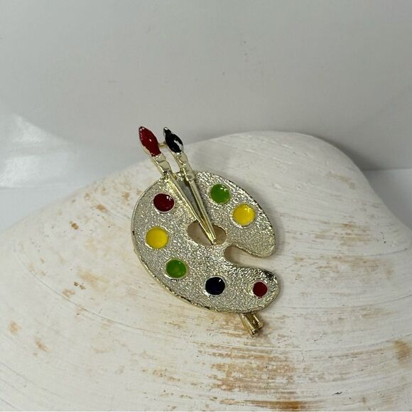 Signed costume jewelry oval palette board - Picture 1 of 2